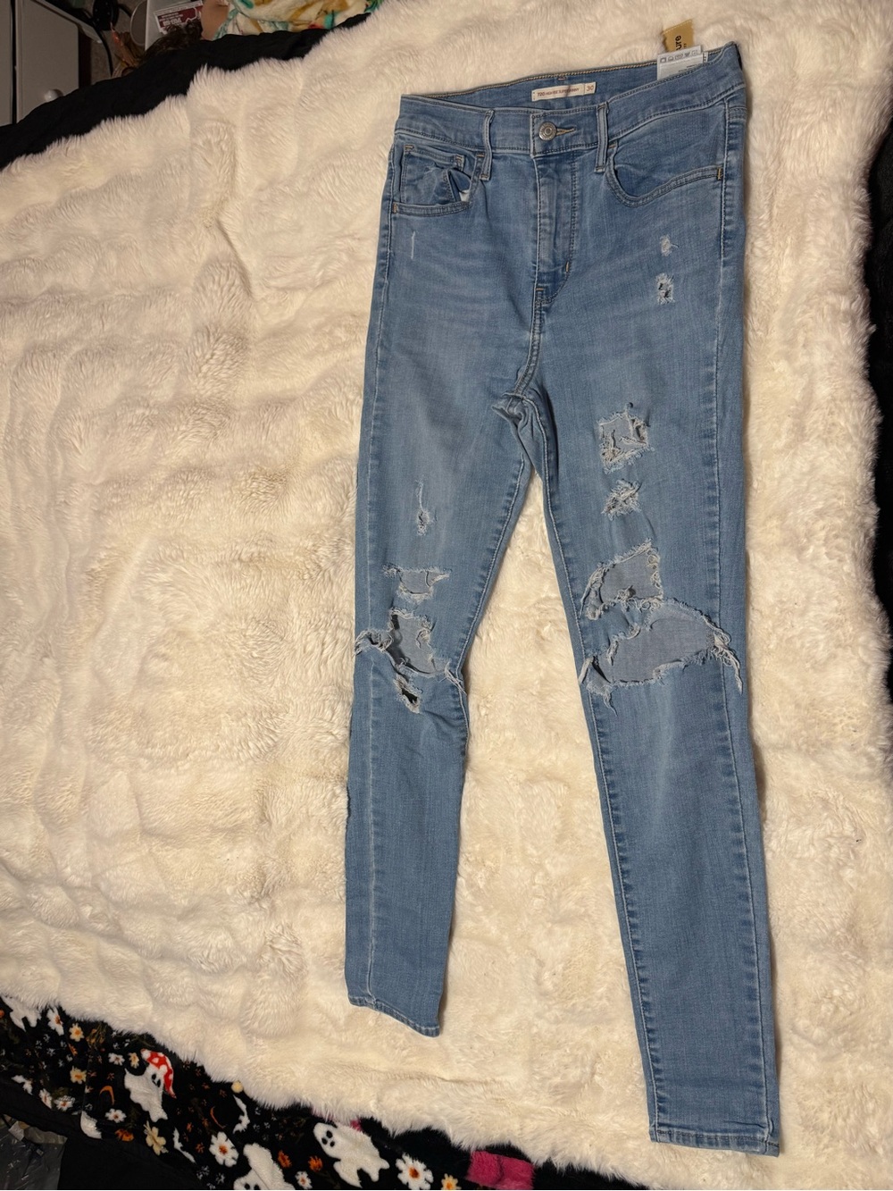Levis Light Blue Distressed Skinny Jeans - Women's